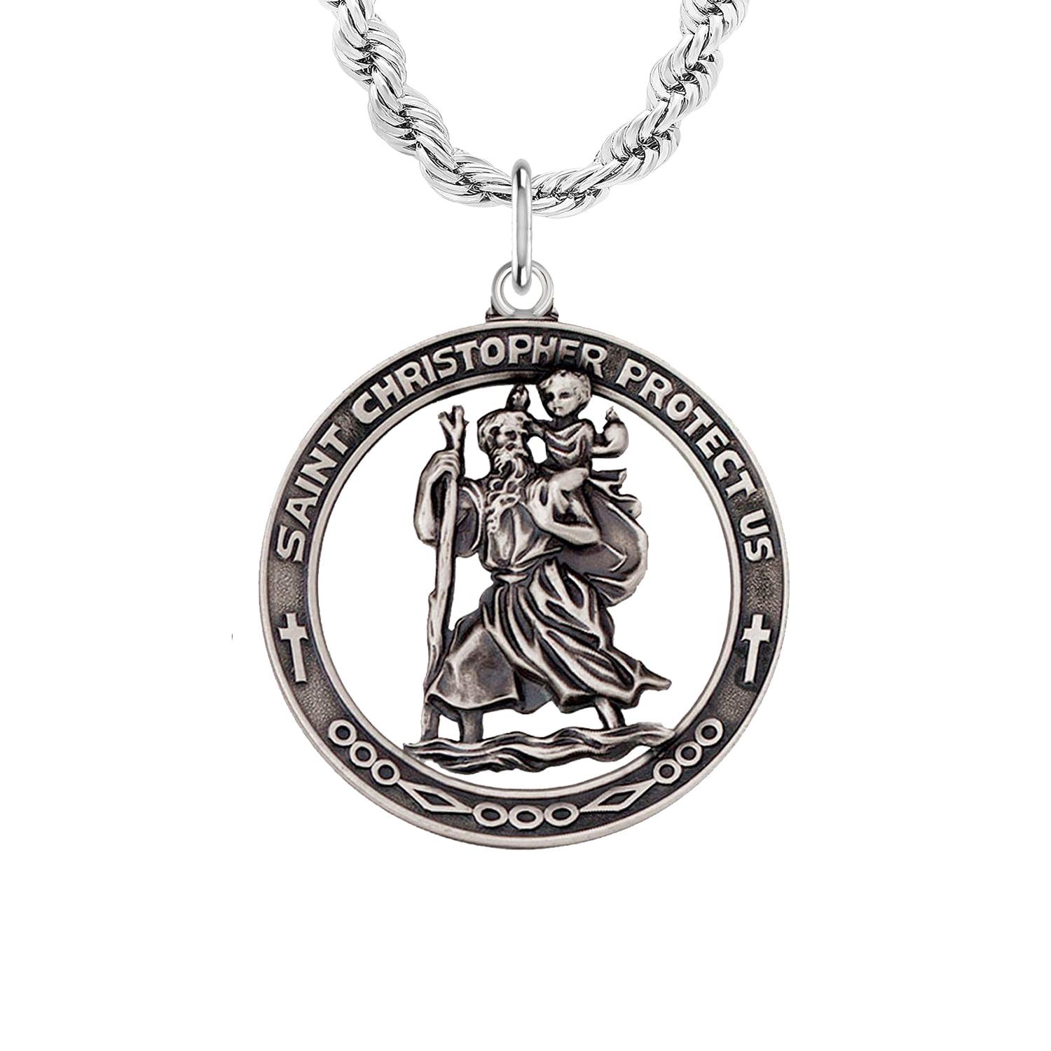 LUHE Saint Christopher Protect Us Necklace,Urn Necklace for Ashes,925  Sterling Silver Religious Engraved Medallion Pendant Necklace Jewelry  silver: Buy Online at Best Price in UAE - Amazon.ae